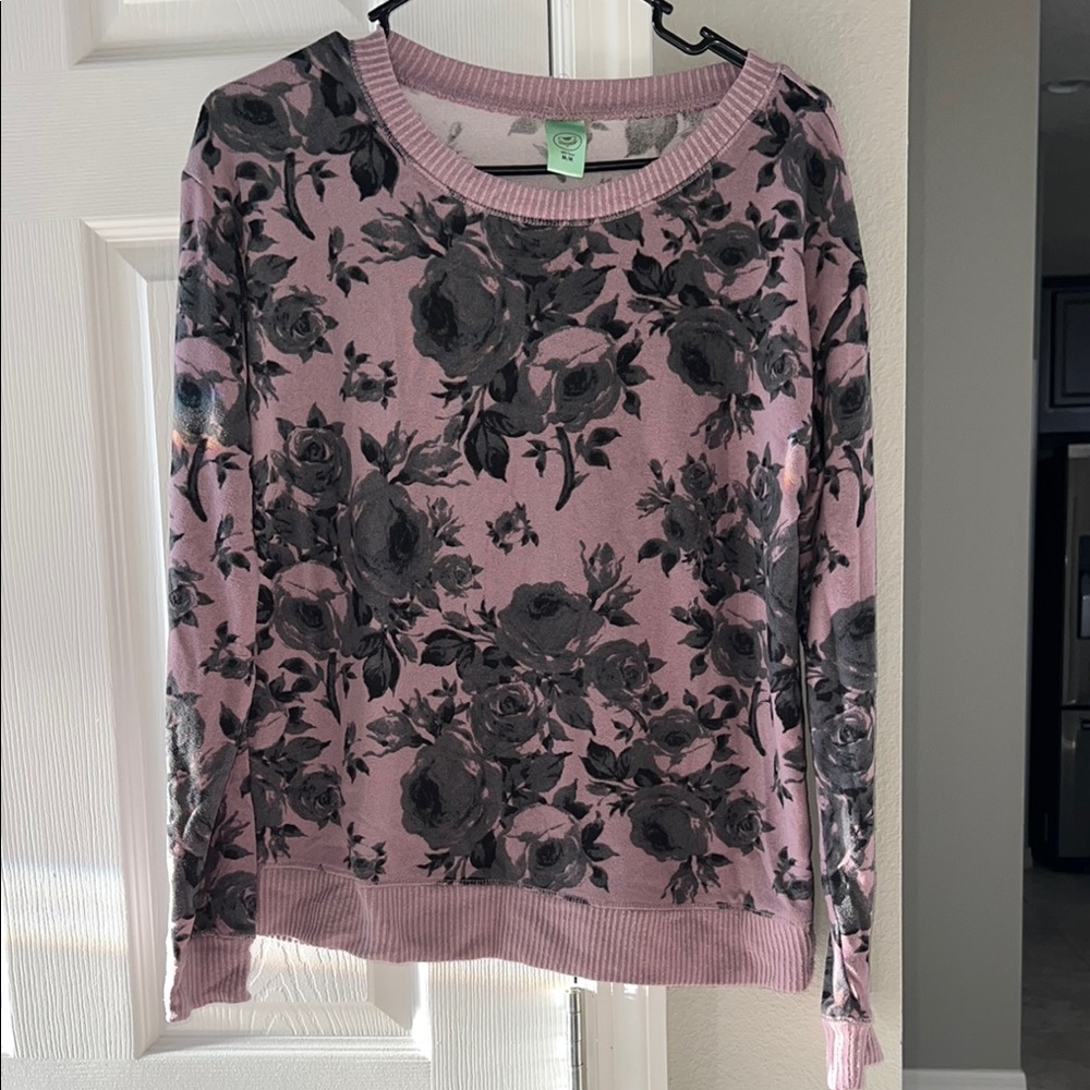 Floral Print Sweater in Pink and Gray